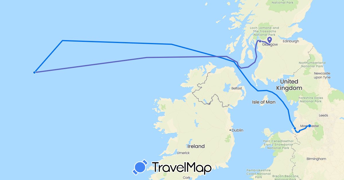 TravelMap itinerary: train, til forliset, fra forliset in United Kingdom (Europe)